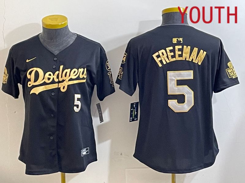 Youth Los Angeles Dodgers #5 Freeman Black Gold Game 2024 Nike MLB Jersey style 1121